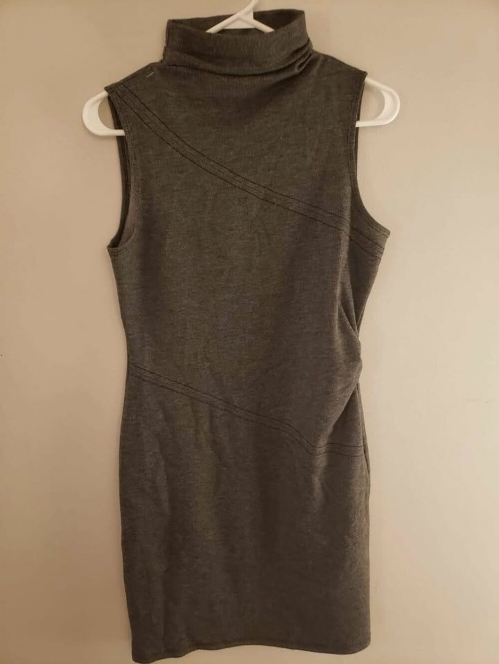 Suzy Shier Charcoal Gray Sleeveless Turtleneck Mini Dress